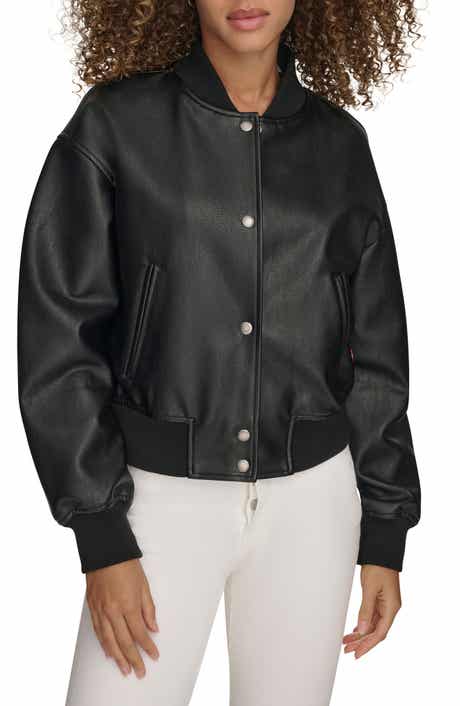 Relaxed Faux Leather Bomber Jacket