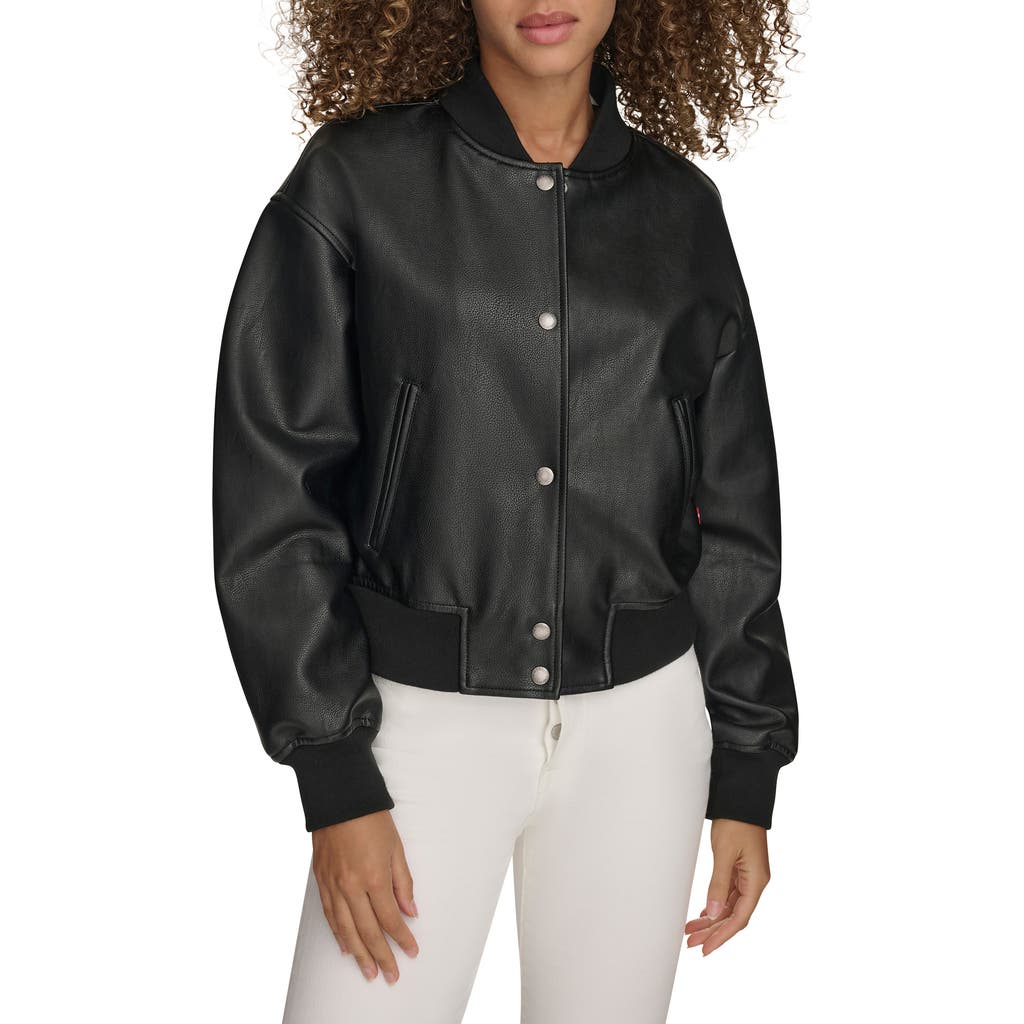 Levi's Relaxed Faux Leather Bomber Jacket In Black