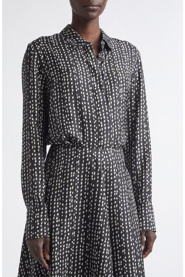 Chika Silk Twill Button-Up Shirt, Alternate, color, BLACK BLUEBELL