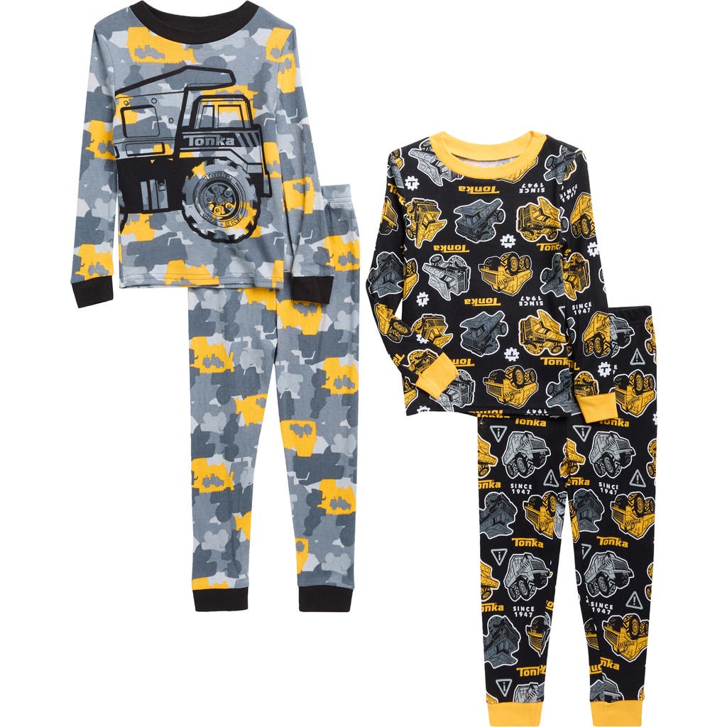 Komar Kids' Assorted 2-pack Print Fitted Two-piece Pajamas In Black