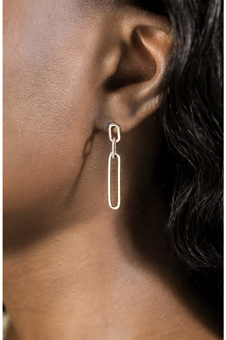 Chelle Cubic Zirconia Mix Link Drop Earrings, Alternate, color, GOLD
