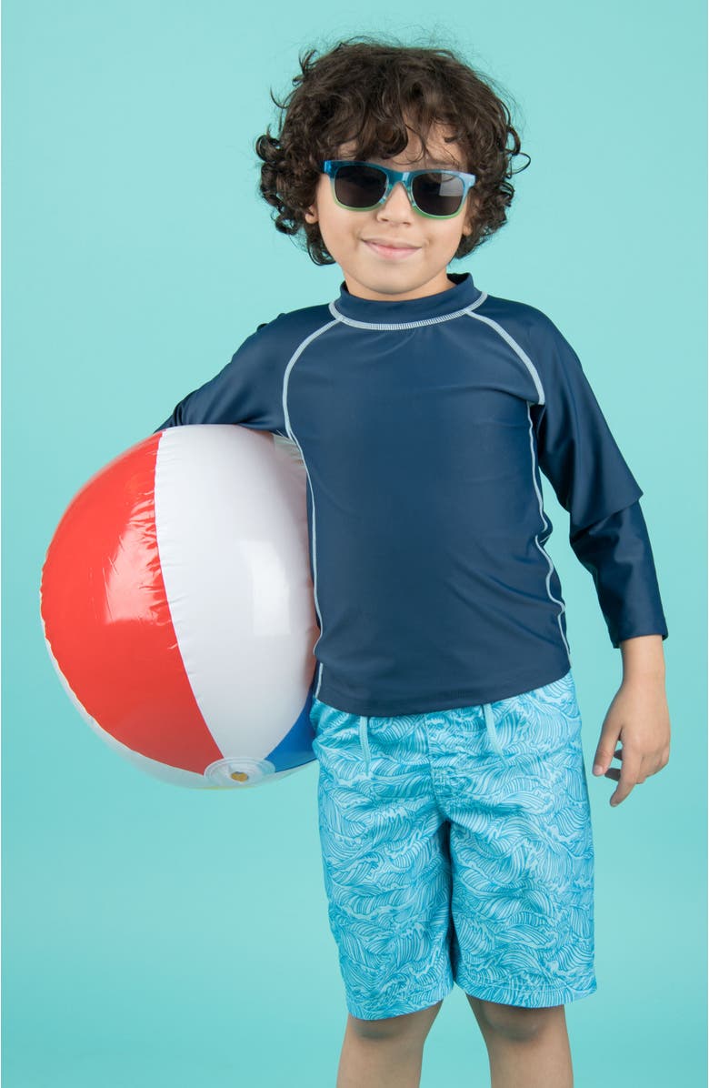 Leveret Kids Long Sleeve Rash Guard, UPF 50+ Swim Shirt, Alternate, color, Navy