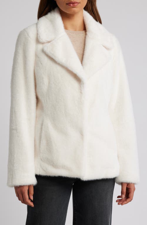 Via Spiga Notch Collar Faux Fur Shirt Jacket in Cream 