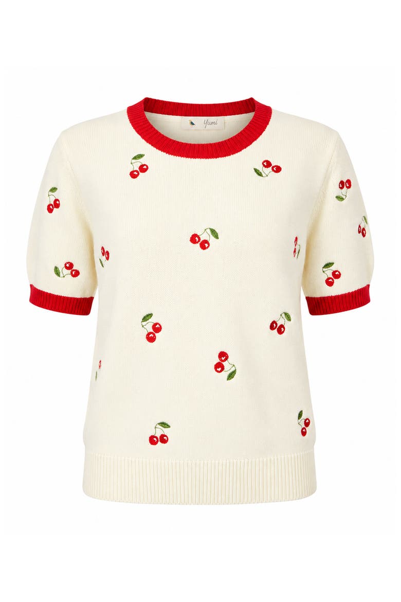 100% Cotton Crew Neck Knitted Top, Alternate, color, Ivory