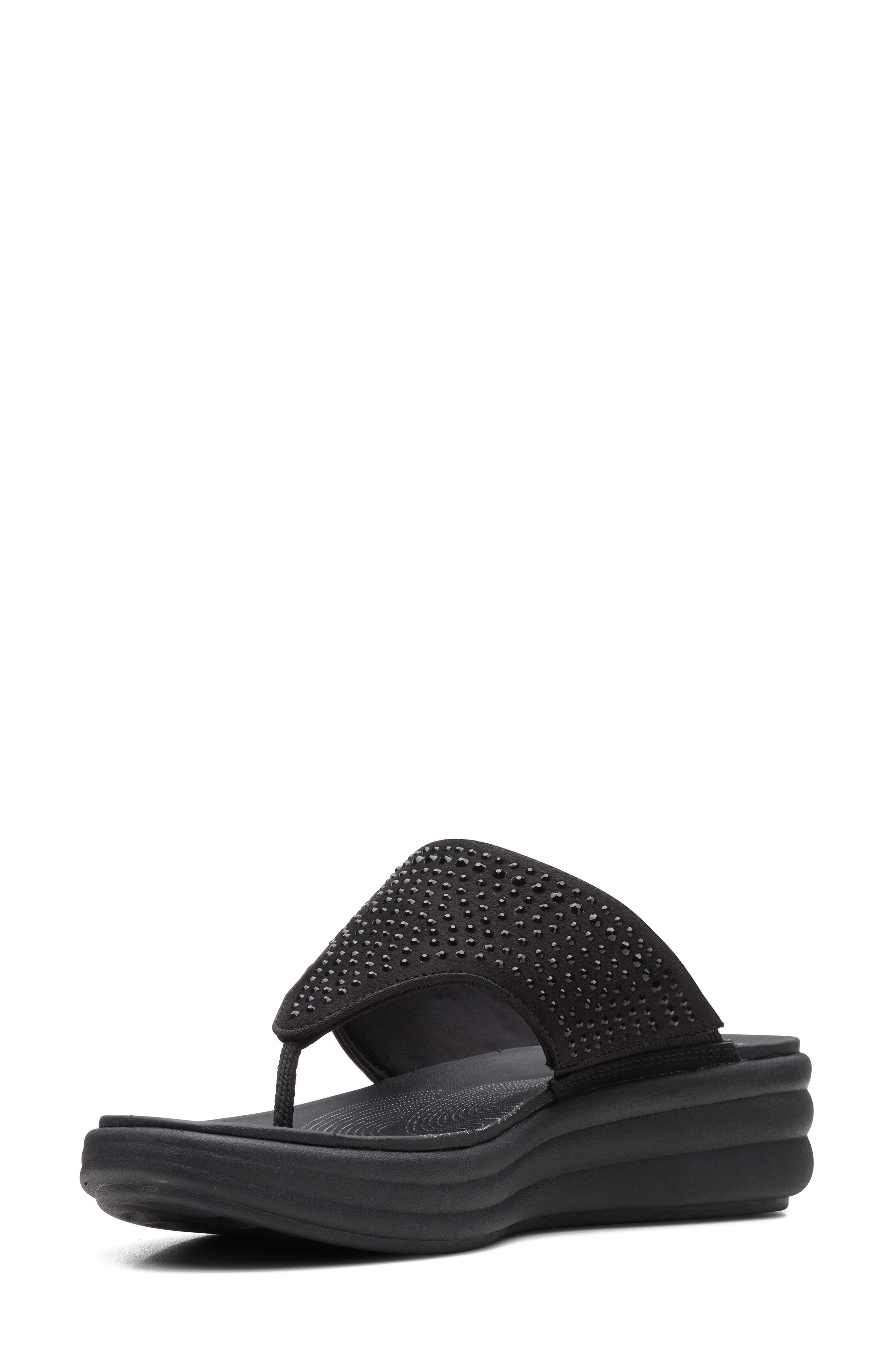 Clarks<sup>®</sup> Drift Jaunt Wedge Sandal, Alternate, color, Black Inte
