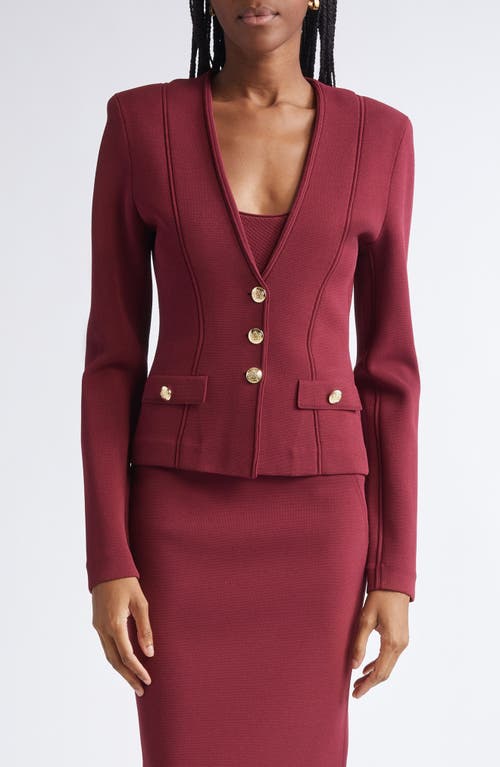 St John St. John Kay Santa Roma Knit Jacket In Burgundy