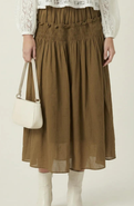 Modenaire Smocked Tiered Ruffle-Trim Flowy Maxi Skirt
