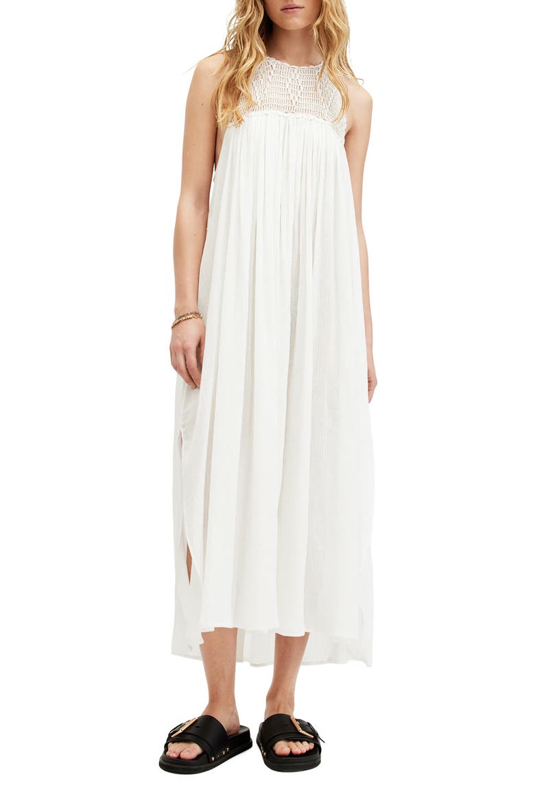 Corrs Crochet Yoke Cotton Maxi Sundress, Main, color, CHALK WHITE