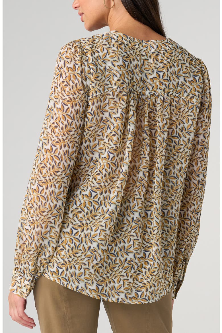 Print Lace-Up Top, Alternate, color, GOLD BLUE MULTI
