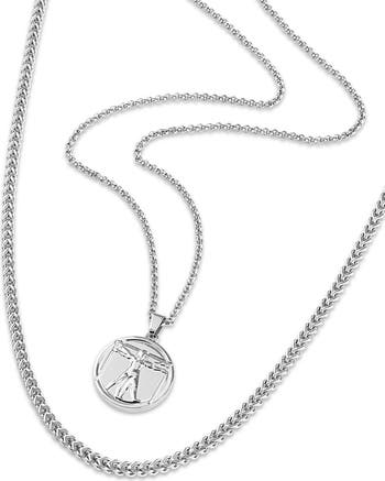 Chain & Coin Amulet Pendant Necklace Set