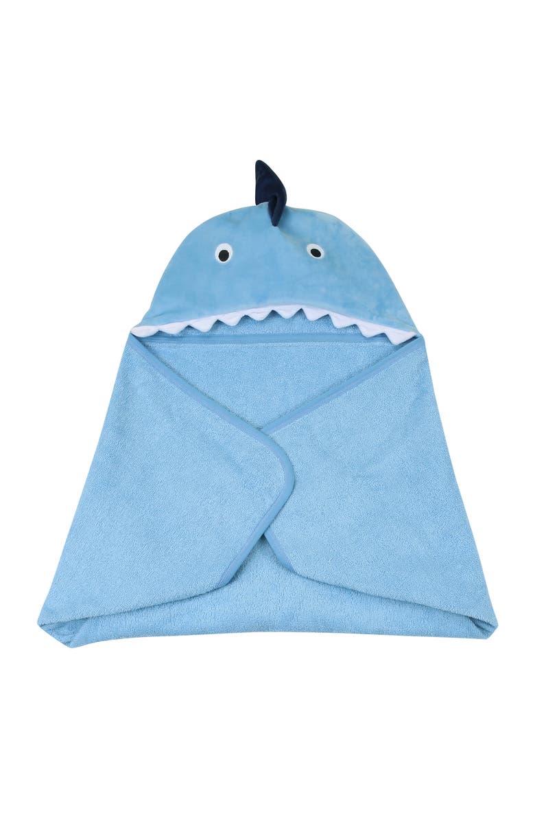 Lambs & Ivy Baby/Infant Luxury Cotton Terry Shark Hooded Bath Towel, Alternate, color, Blue