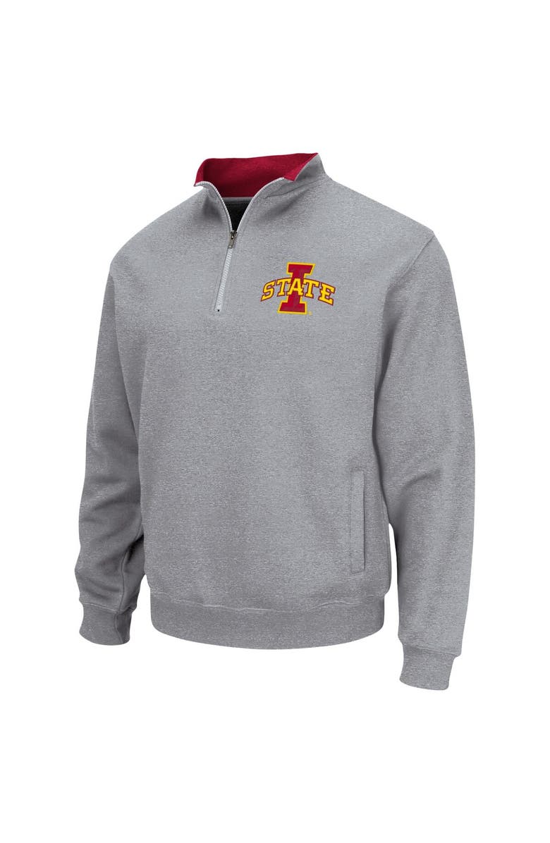 COLOSSEUM Men's Colosseum Heathered Gray Iowa State Cyclones Tortugas Team Logo Quarter-Zip Jacket, Alternate, color, Heather Gray