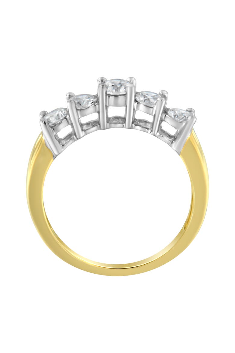 14KT Two Toned Gold 1.0 cttw 5 Stone Diamond Ring, Alternate, color, Yellow