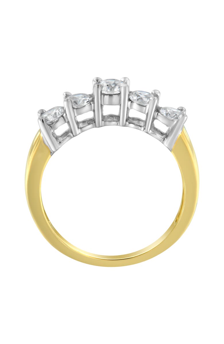 Haus of Brilliance 14KT Two Toned Gold 1.0 cttw 5 Stone Diamond Ring, Alternate, color, Yellow