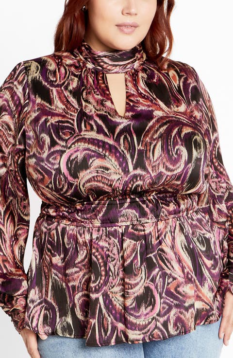 Della Print Keyhole Top (Plus)