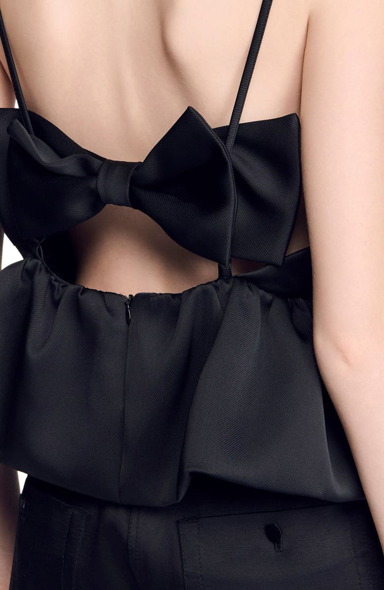 SANDRO Ruffled crop top, Alternate, color, Black