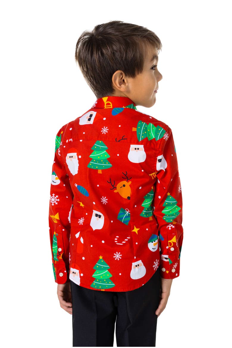 Kids' Festivity Red Icons Long Sleeve Shirt (Toddler, Little kid & Big kid), Alternate, color, RED