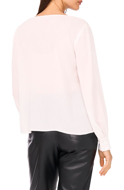 Vince Camuto Split Neck Satin Top In White