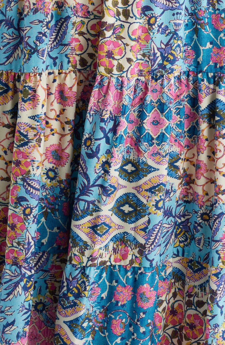 Eliza J Mixed Print Bow Front Tiered Maxi Sundress, Alternate, color,