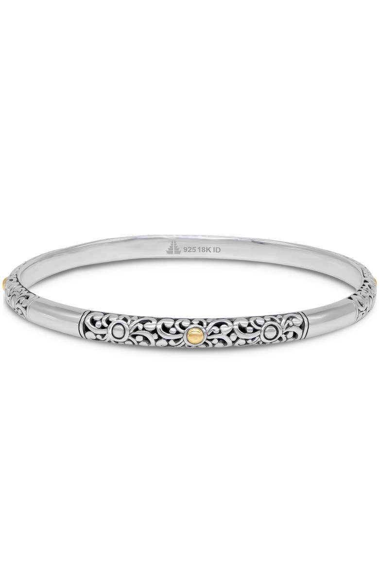 DEVATA Bali Filigree Bangle Bracelet in Sterling Silver and 18K Gold, Alternate, color, Silver