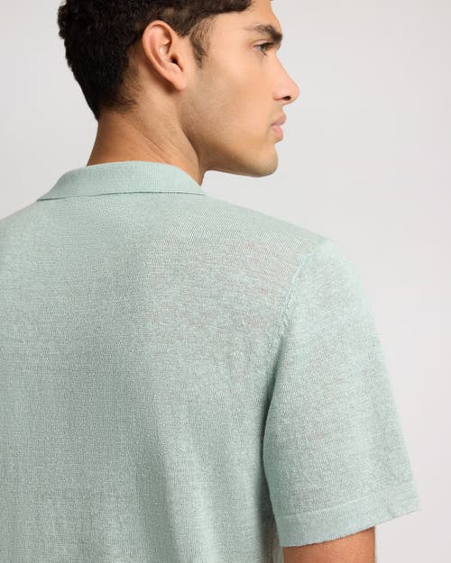 Onia Linen Sweater Polo In Green