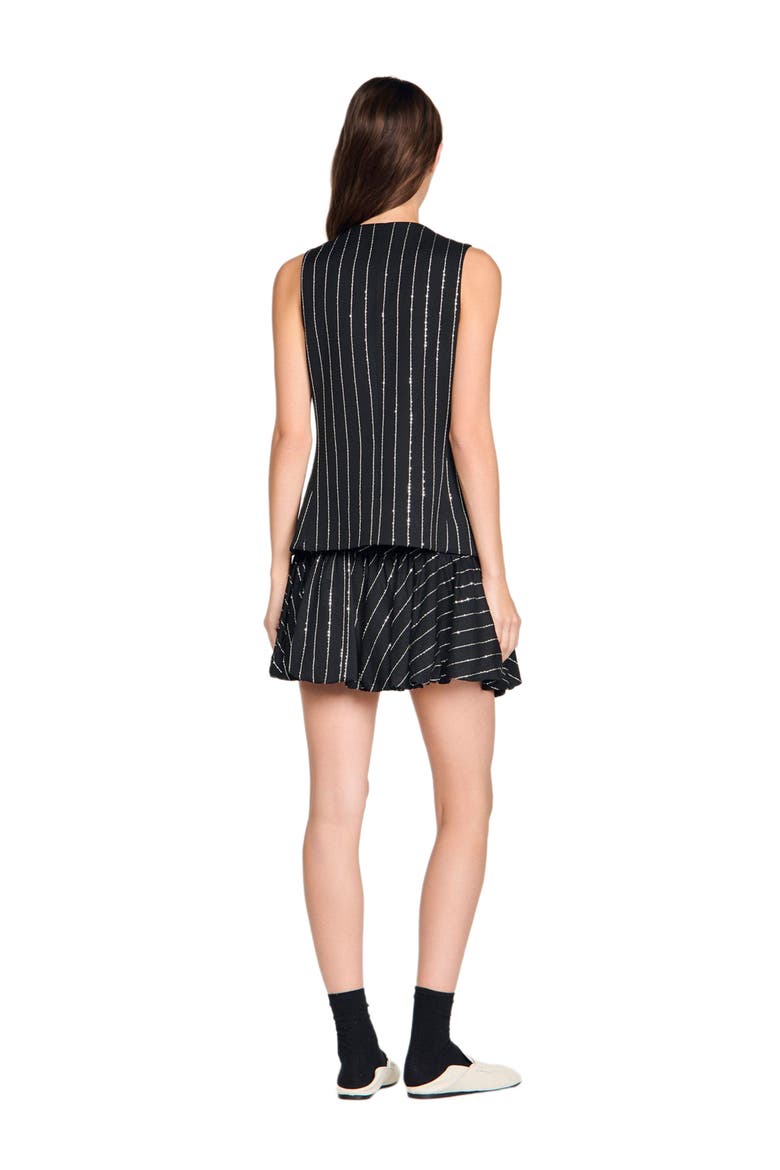 Sequinned striped vest, Alternate, color, Black / white