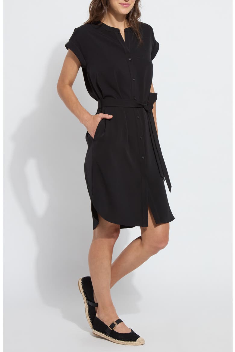 Blakely Tie Wait Shirtdress, Alternate, color, BLACK