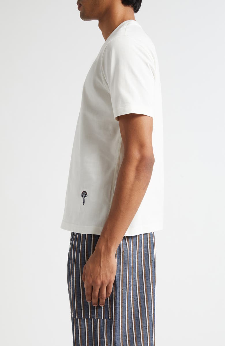 Bottega Veneta Embroidered Mushroom Pima Cotton Jersey T-Shirt, Alternate, color, 9071 Chalk