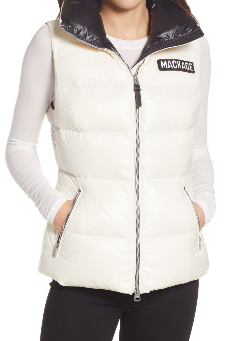 Chaya Water Resistant Down Puffer Vest, Alternate, color, CREAM