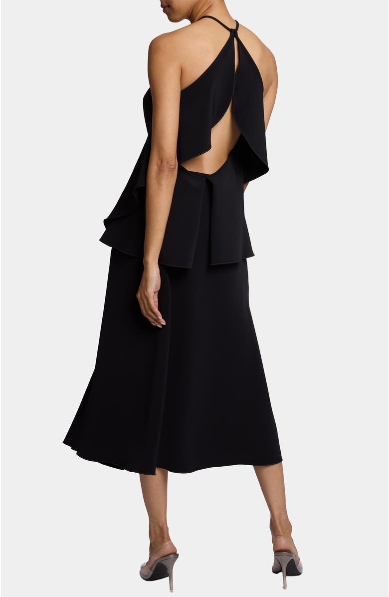 Santorelli ALESSIA Sleeveless Ruffled Midi Dress in Soft Cady, Alternate, color, Black