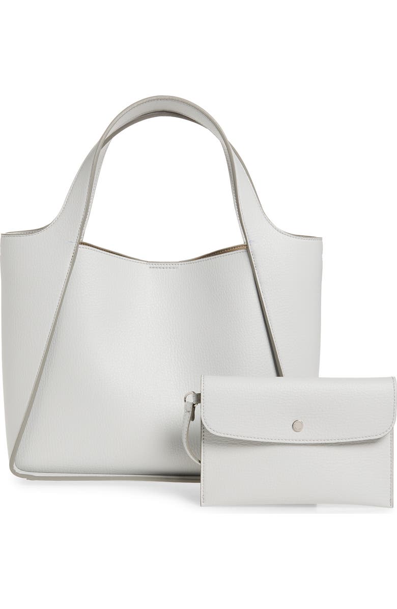 Stella McCartney Perforated Logo Faux Leather Crossbody Tote, Alternate, color, Pearl Grey