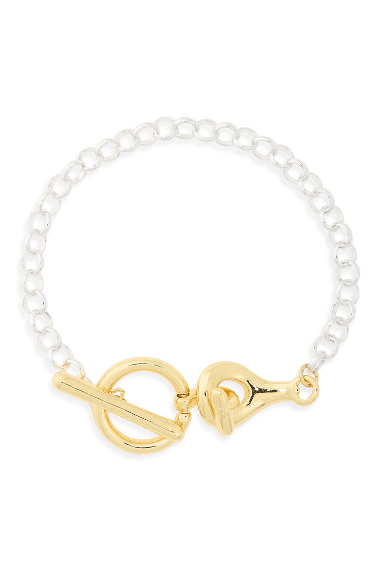 Demi-Fine Two-Tone Rolo Bracelet, Main, color, SILVER- GOLD