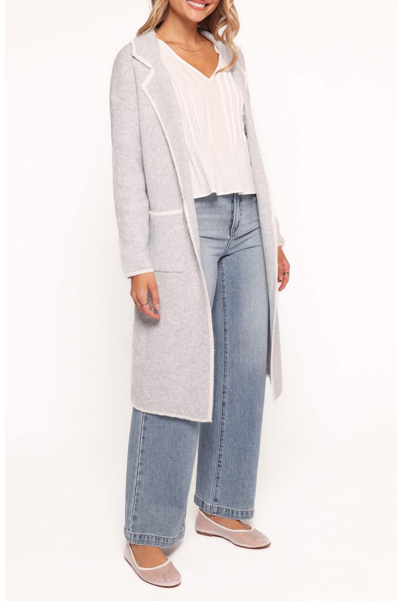 Katia Contrast Trim Sweater Coat, Alternate, color, LIGHT GREY