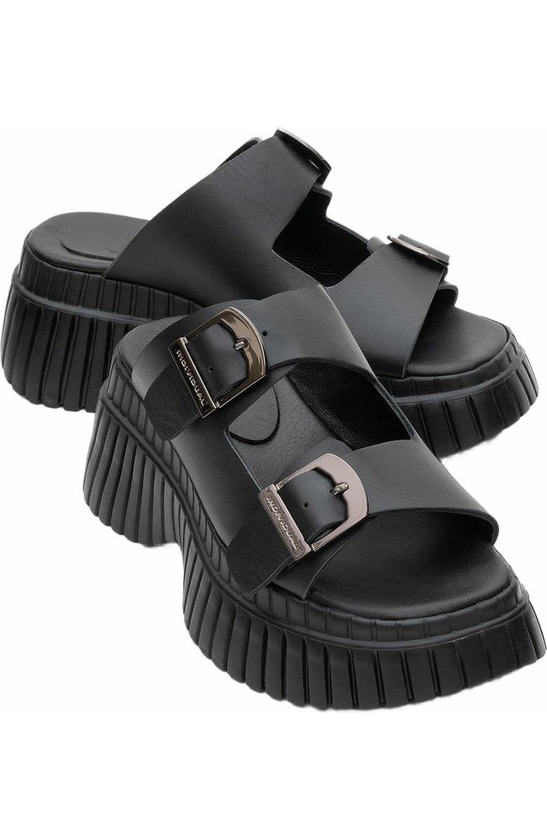 Forever & Always Shoes Joanes Leather Two-Strap Platform Sandal, Alternate, color, Black Leather
