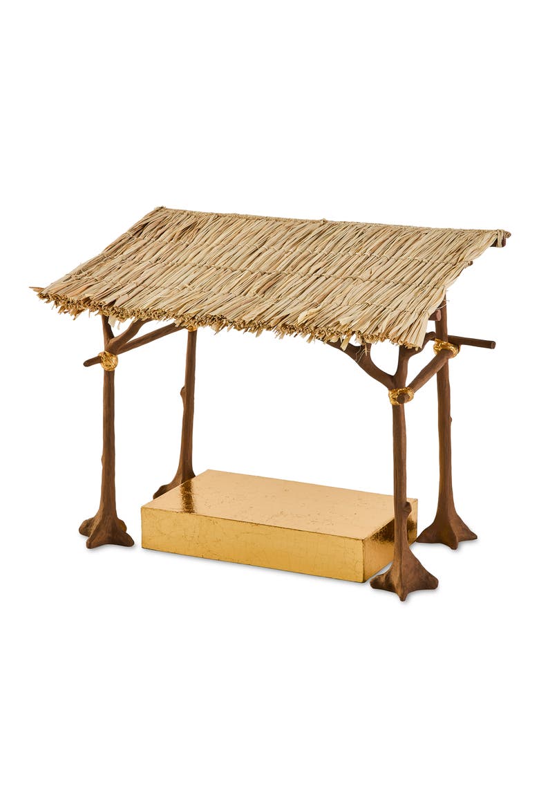Patience Brewster Nativity Shelter Ornament, Alternate, color, BROWN
