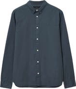 AllSaints Hawthorne Solid Stretch Cotton Button-Up Shirt