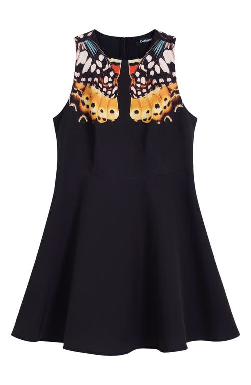 Desigual Butterfly Print Accent Sleeveless Fit & Flare Minidress