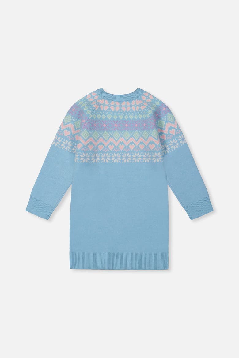 Knit Fair Isle Yoke Raglan Sleeve Dress, Alternate, color, Light Blue