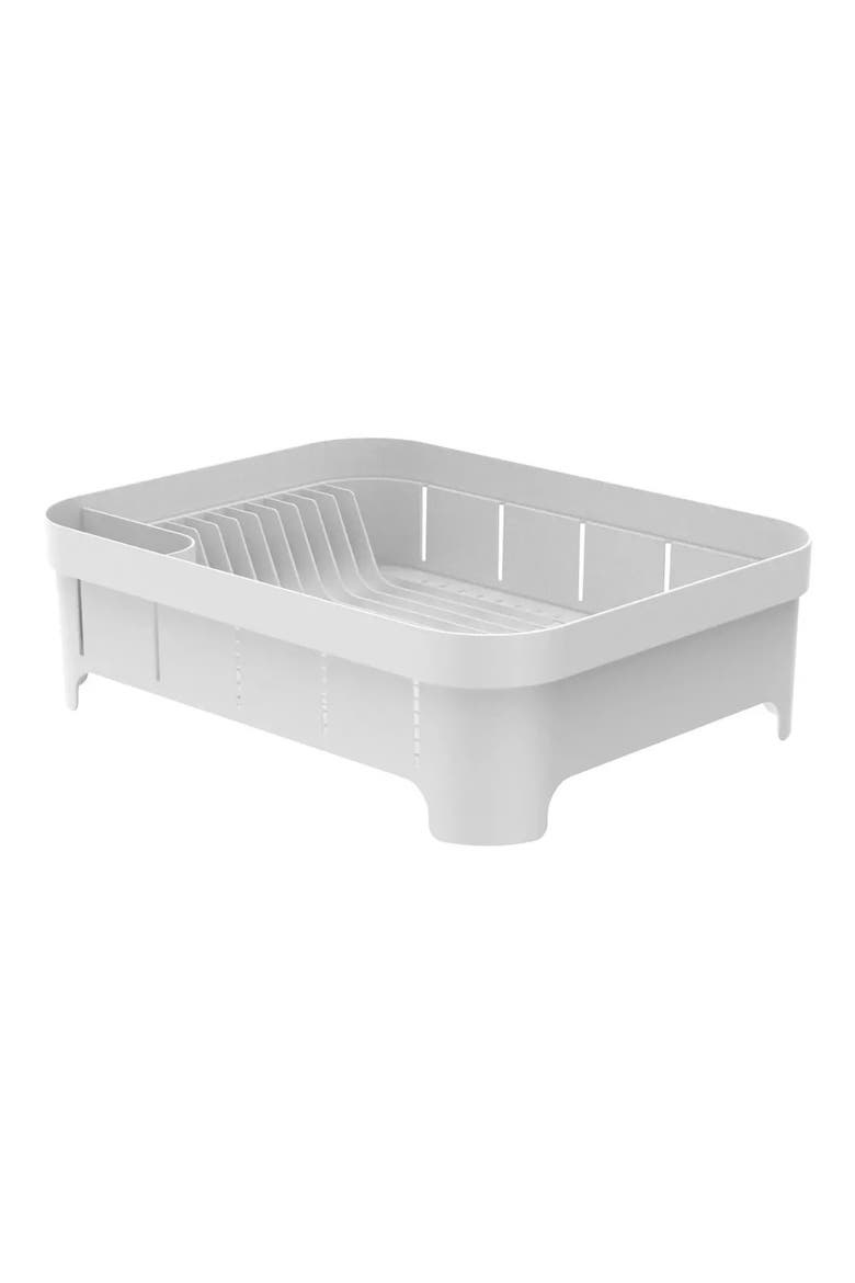 Compact Freestanding Plastic Kitchen Dish Drying Rack, Alternate, color, White
