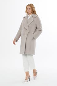 Gizia Notch Lapel Wool Mohair Blend Jacket with Pockets