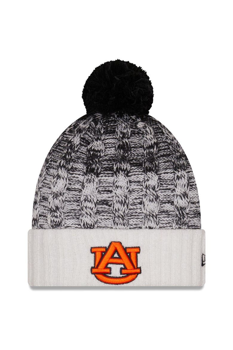 Women's New Era Navy Auburn Tigers Fade Cuffed Knit Hat with Pom, Main, color, NAVY