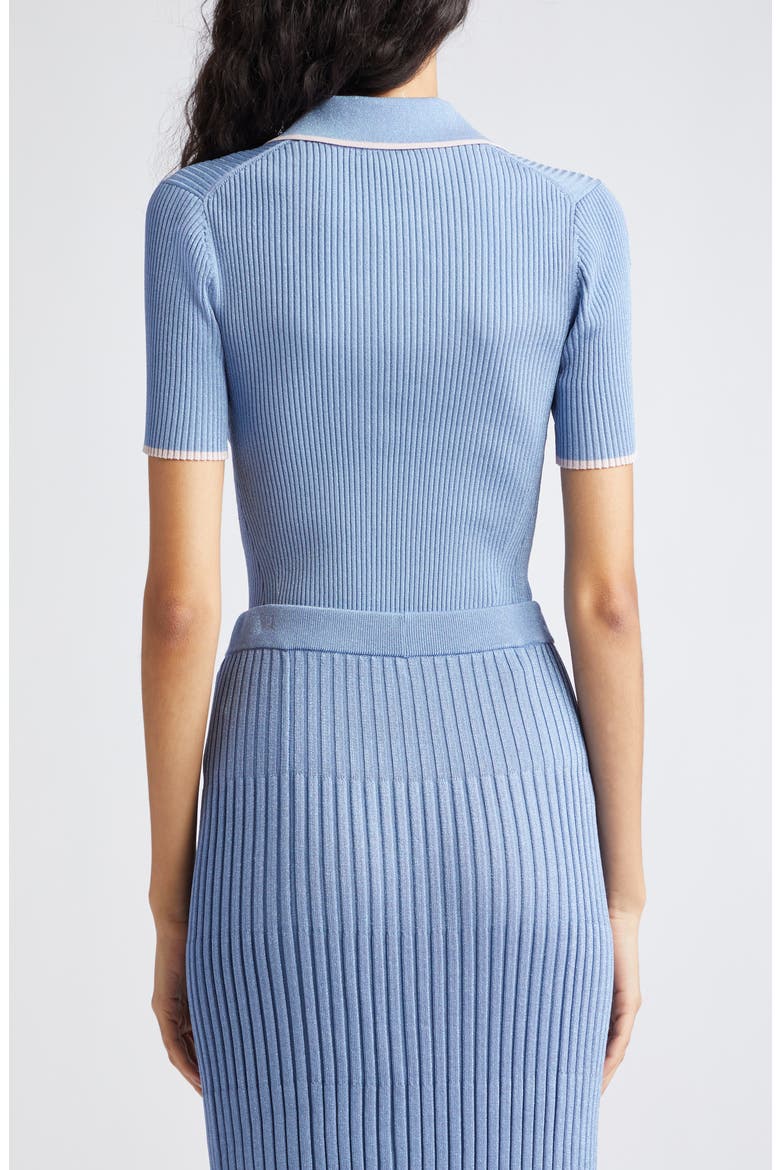 Metallic Rib Polo Sweater, Alternate, color, DENIM BLUE