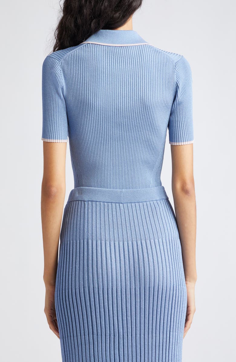 Zimmermann Metallic Rib Polo Sweater, Alternate, color,