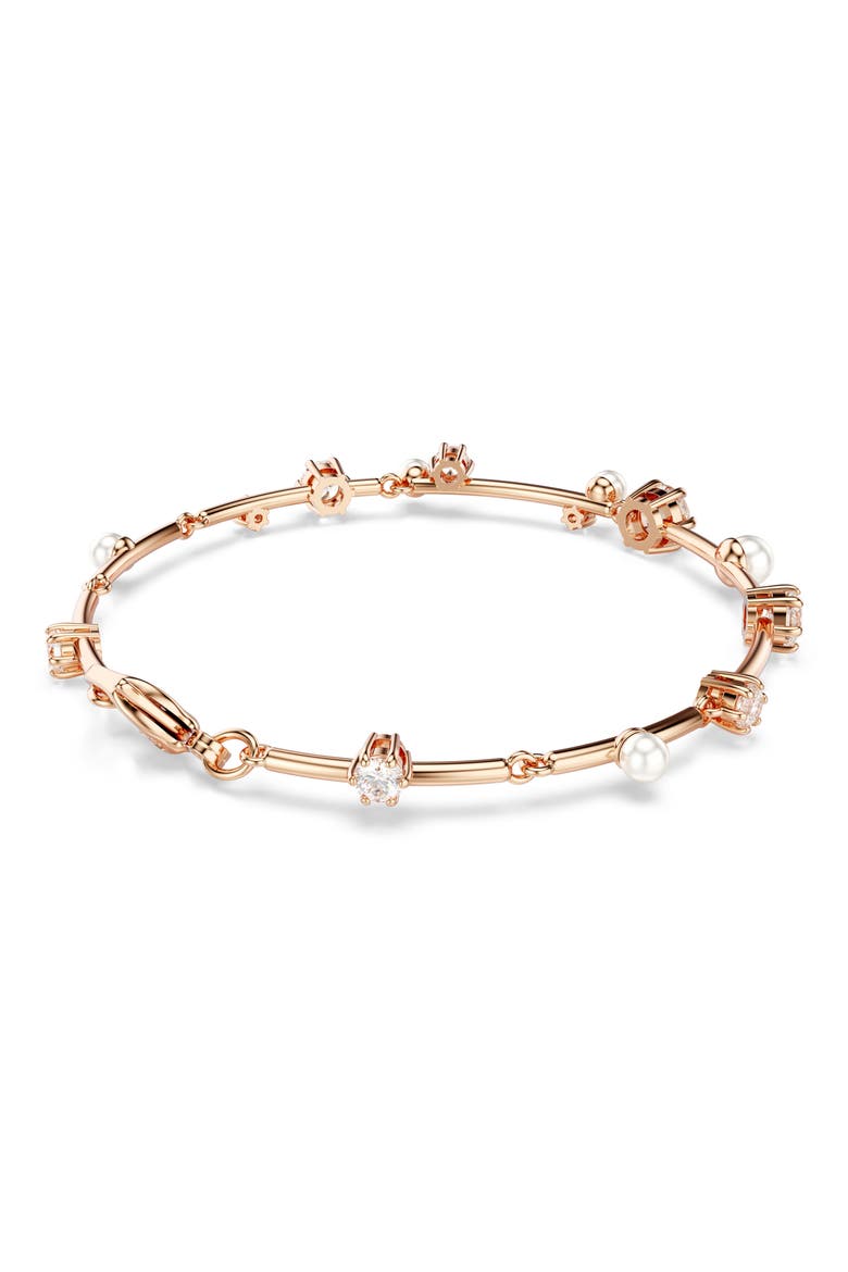 Constella Crystal & Faux Pearl Line Bracelet, Alternate, color, WHITE/ ROSE