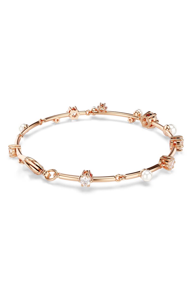 Swarovski Constella Crystal & Faux Pearl Line Bracelet, Alternate, color, White/ Rose