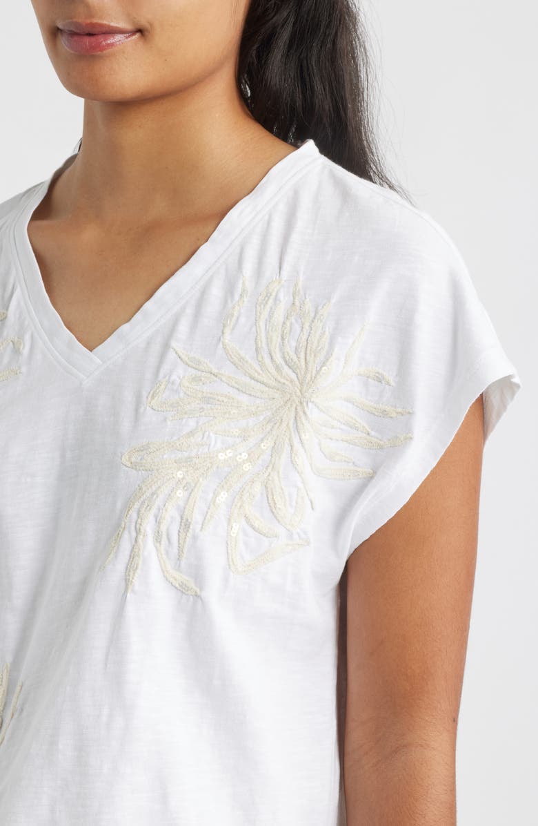 Tommy Bahama Tropic Twist Sequin Embroidery Organic Cotton T-Shirt, Alternate, color, White