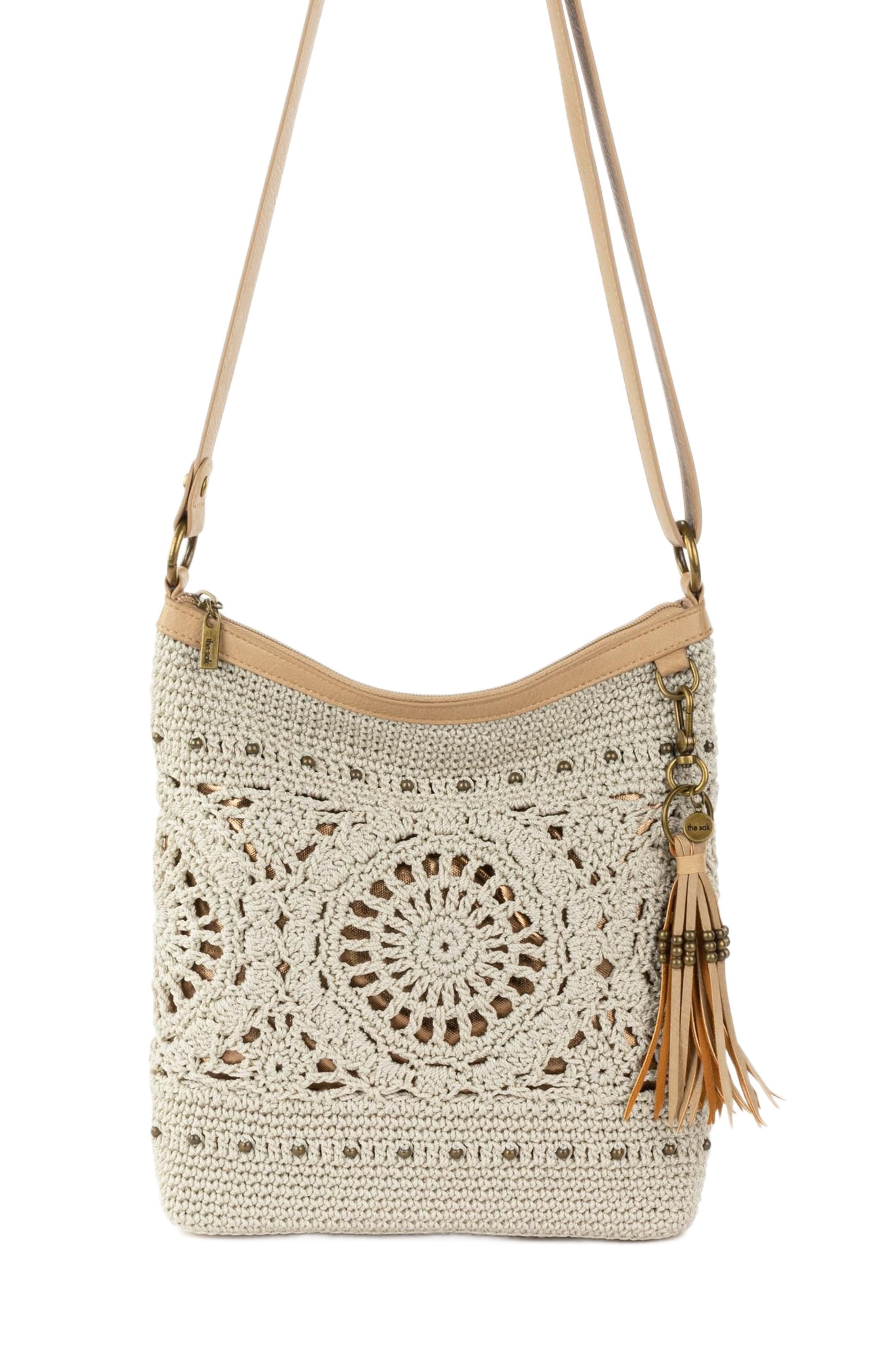 The Sak Lucia Crossbody Leather Bag, Alternate, color, Natural Medallion