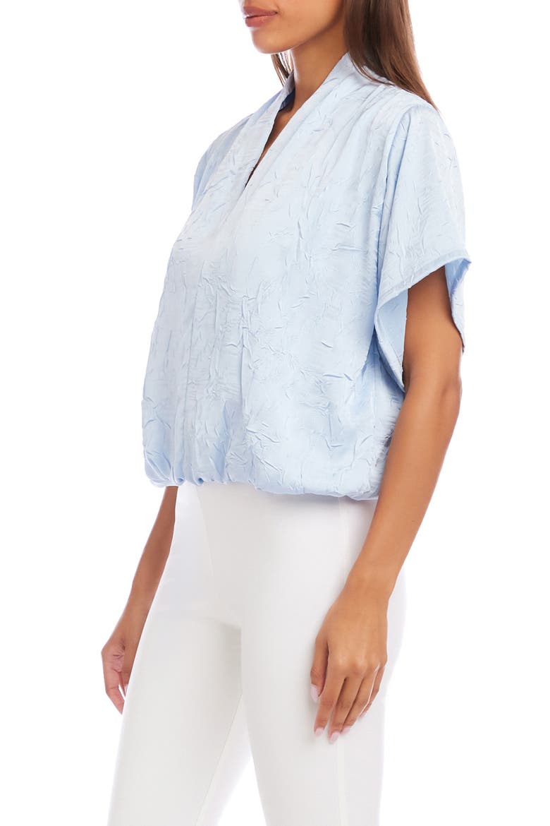 Crushed Satin V-Neck Top, Alternate, color, LIGHT BLUE