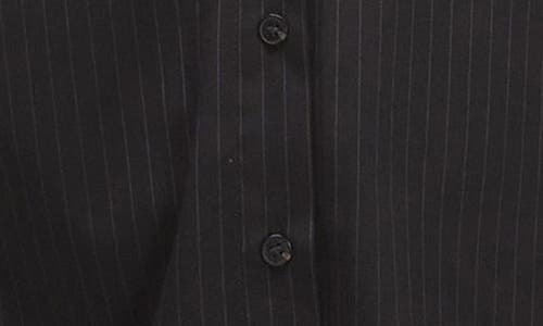 Topshop Oversize Pinstripe Button-up Shirt In Black
