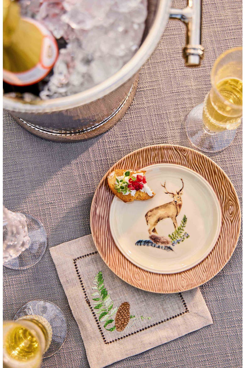 Forest Walk Stag Cocktail/Side Plate, Alternate, color, CAFE AU LAIT